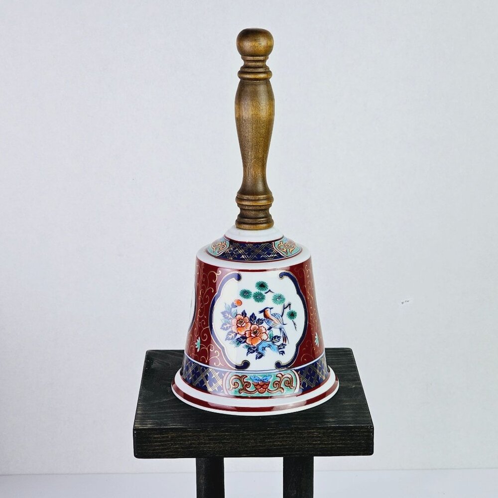 Vintage Cloisonne Maroon with Wooden Handle 9"